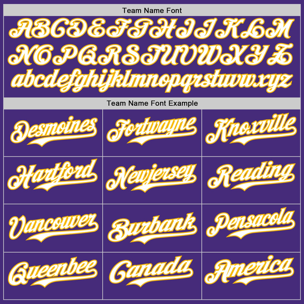 Custom Purple Gold Pinstripe White Authentic Two Tone Baseball Jersey