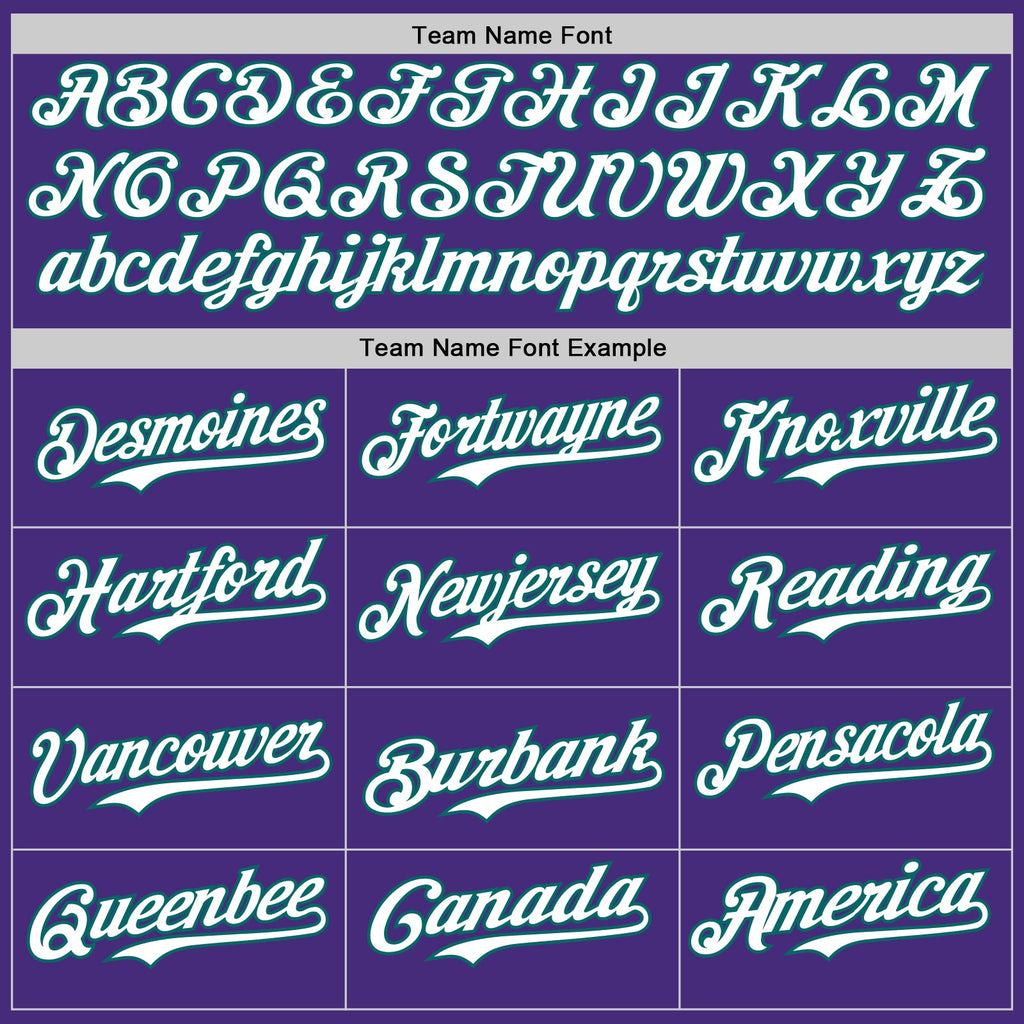 Custom Purple Teal Pinstripe White Authentic Two Tone Baseball Jersey