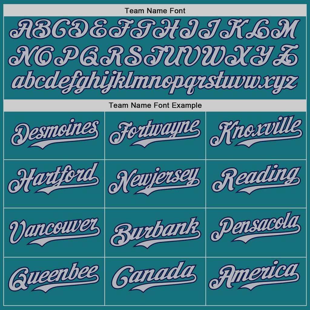 Custom Teal Navy Pinstripe Gray Authentic Two Tone Baseball Jersey