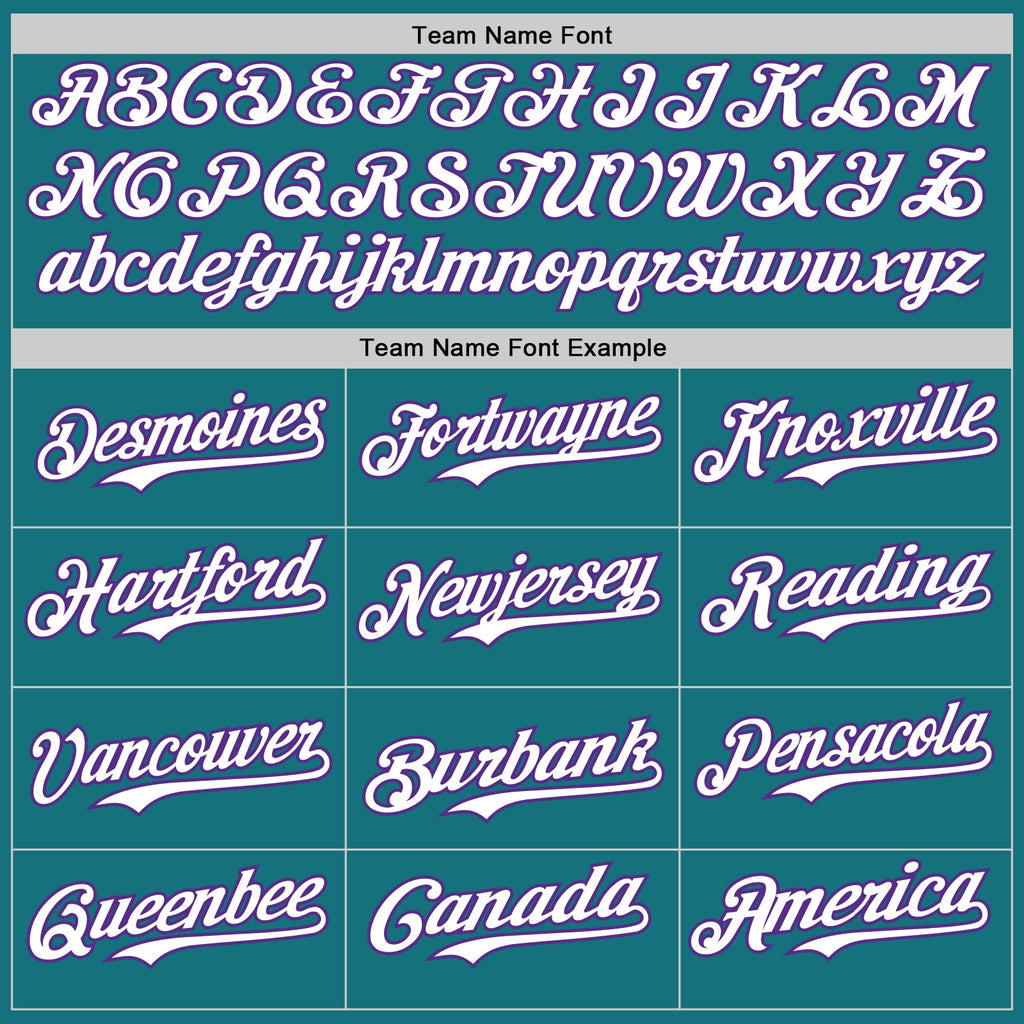 Custom Teal Purple Pinstripe White Authentic Two Tone Baseball Jersey