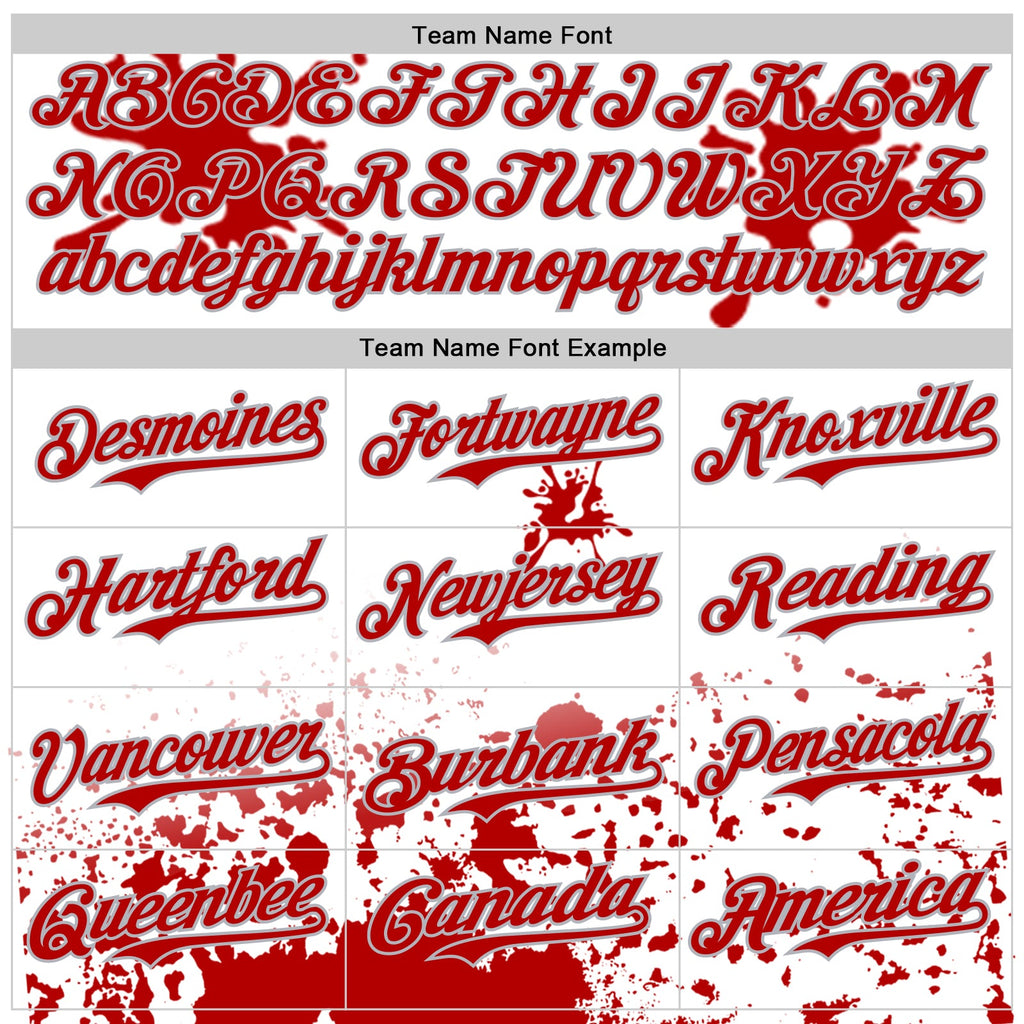 Custom White Red Gray-Black Splatter Camo Two Tone Authentic Baseball Jersey