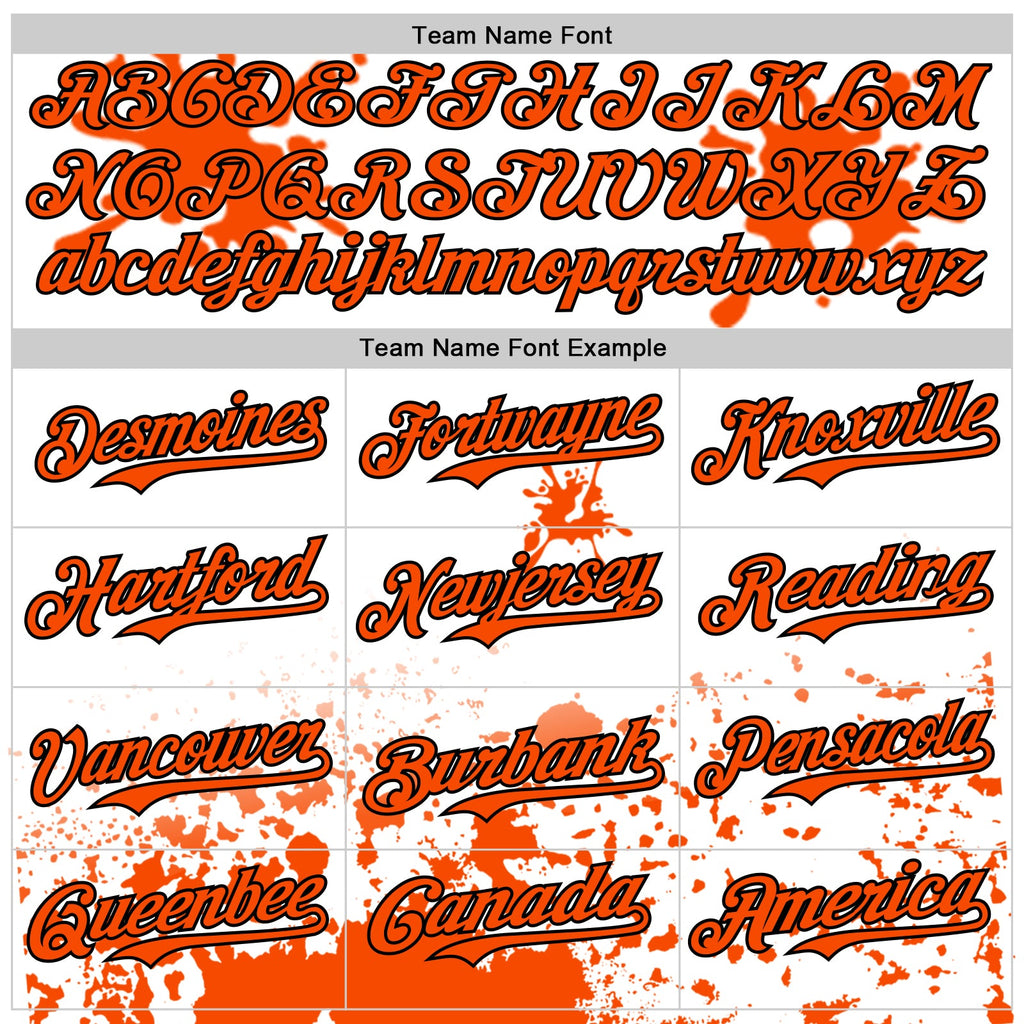 Custom White Orange Black-Old Gold Splatter Camo Two Tone Authentic Baseball Jersey