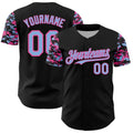 Custom Black Light Blue-Pink Digital Camo Two Tone Authentic Baseball Jersey