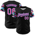 Custom Black Pink Sky Blue-White Digital Camo Two Tone Authentic Baseball Jersey