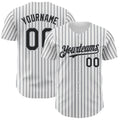 Custom White (Black Gray Pinstripe) Black-Gray Authentic Baseball Jersey
