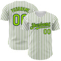 Custom White (Navy Neon Green Pinstripe) Neon Green-Navy Authentic Baseball Jersey