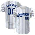 Custom White (Navy Light Blue Pinstripe) Navy-Light Blue Authentic Baseball Jersey