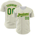 Custom White (Kelly Green Gold Pinstripe) Kelly Green-Gold Authentic Baseball Jersey