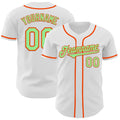 Custom White Pea Green-Orange Authentic Baseball Jersey