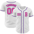 Custom White Pink-Purple Authentic Baseball Jersey