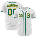 Custom White Kelly Green-Gold Authentic Baseball Jersey