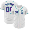 Custom White Purple-Teal Authentic Baseball Jersey
