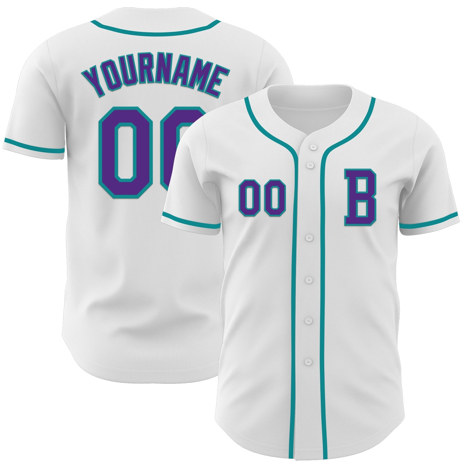 Custom White Purple-Teal Authentic Baseball Jersey