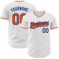 Custom White Orange-Royal Authentic Baseball Jersey