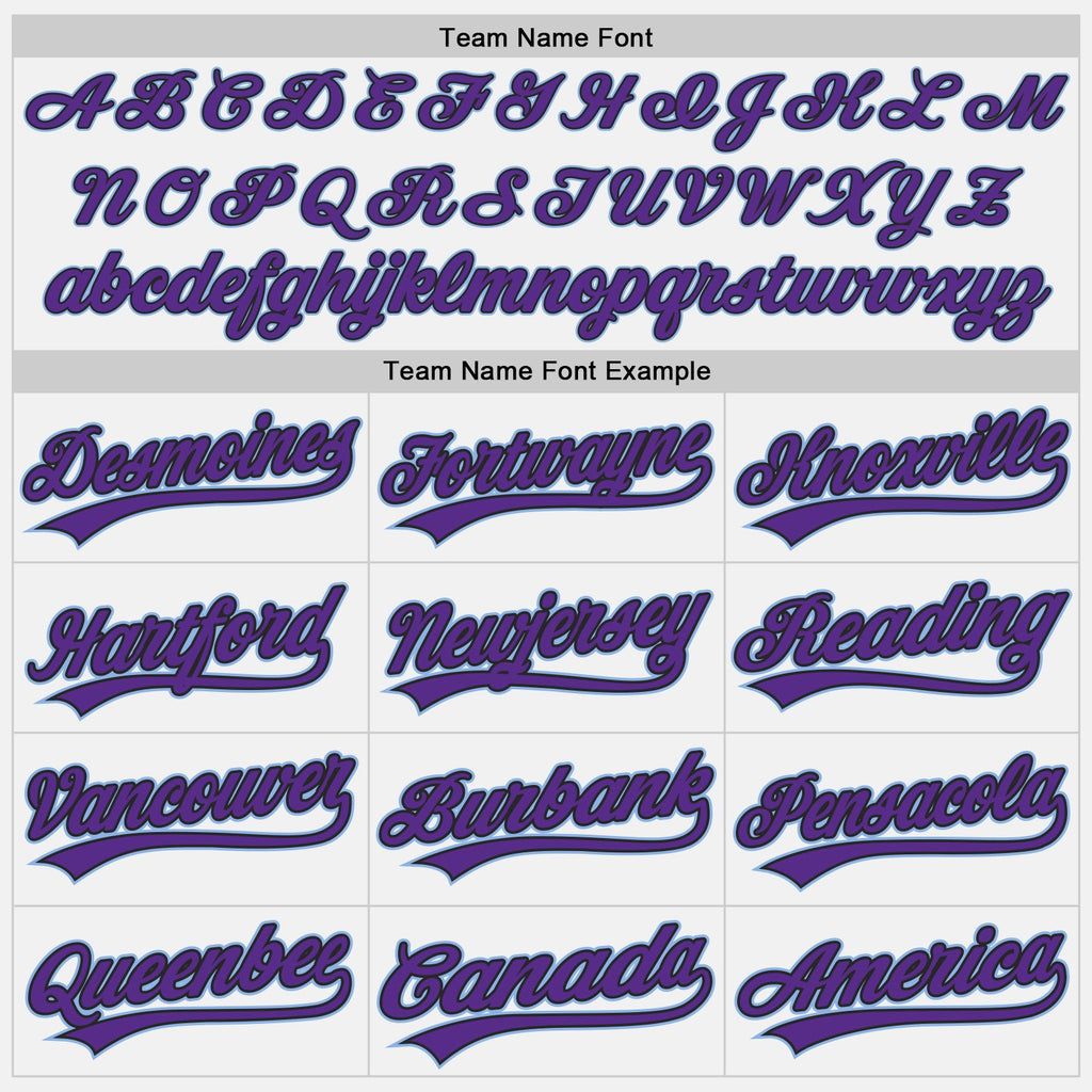 Custom White Purple Black-Light Blue Authentic Baseball Jersey