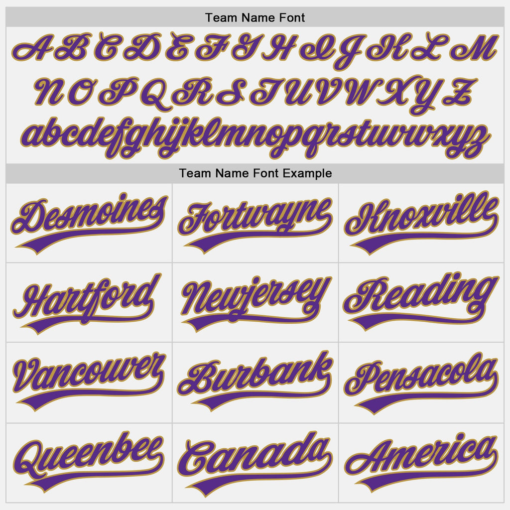 Custom White Purple-Old Gold Authentic Baseball Jersey