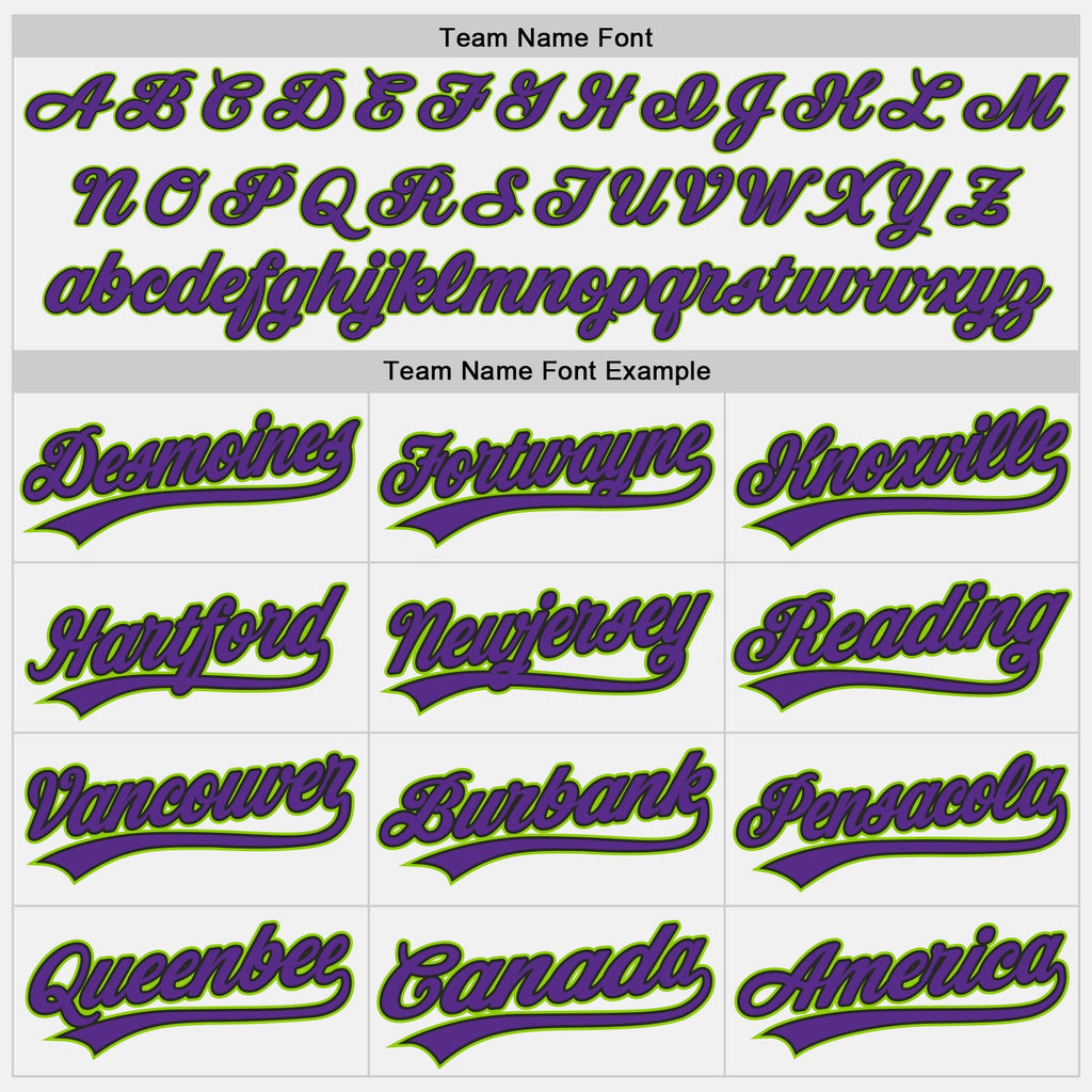 Custom White Purple Black-Neon Green Authentic Baseball Jersey