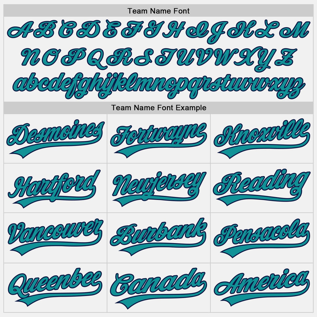 Custom White Teal-Navy Authentic Baseball Jersey