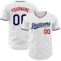 Custom White Navy-Red Authentic Baseball Jersey