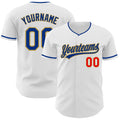 Custom White Fire Red Royal-Old Gold Authentic Baseball Jersey