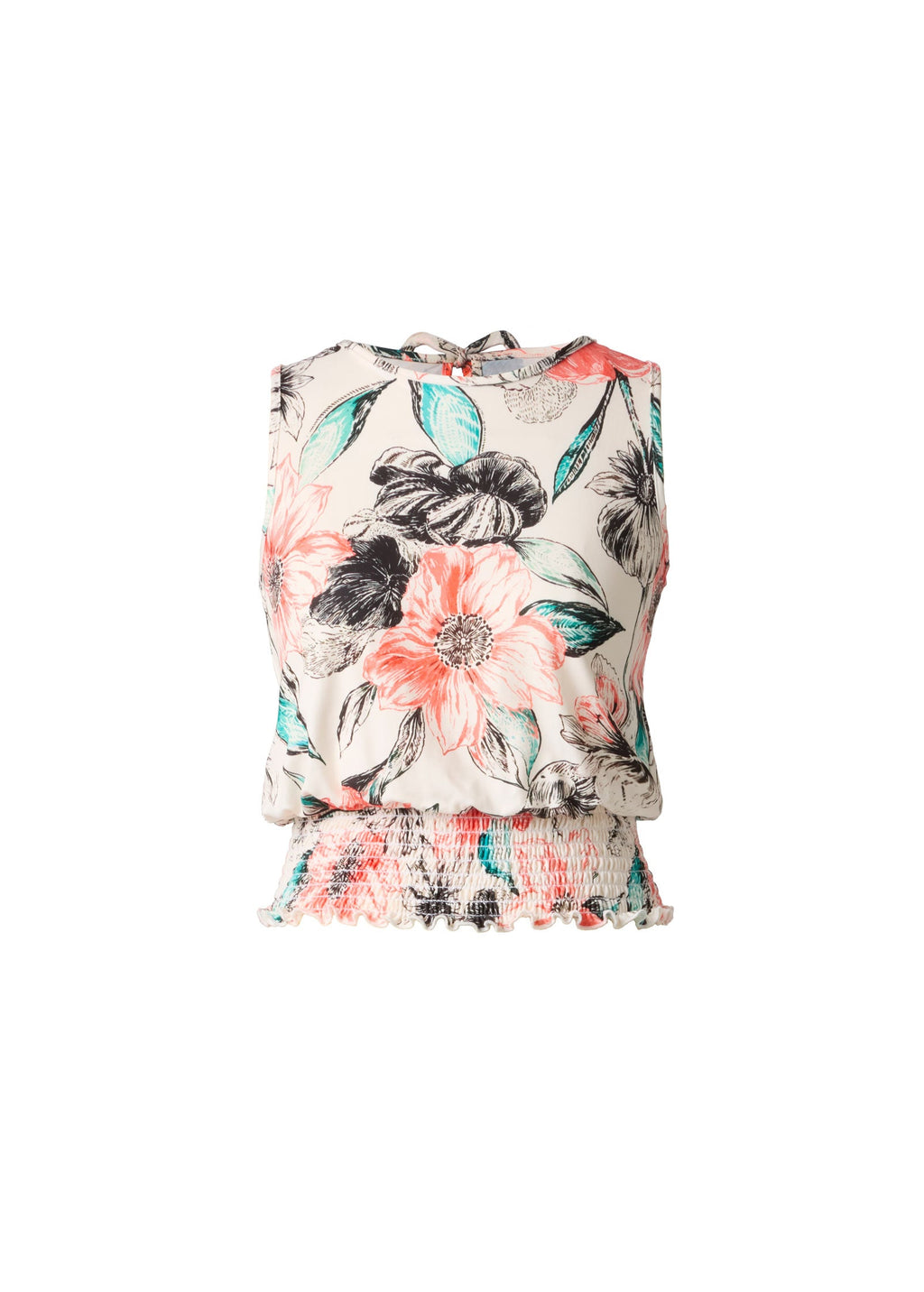 Smocked Blouson Tank - Red Multi