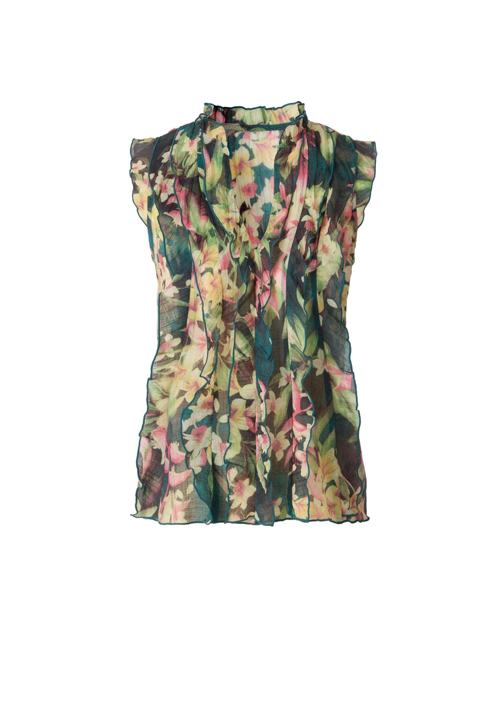 Flutter Sleeve Ruffle Top - Hibiscus Floral
