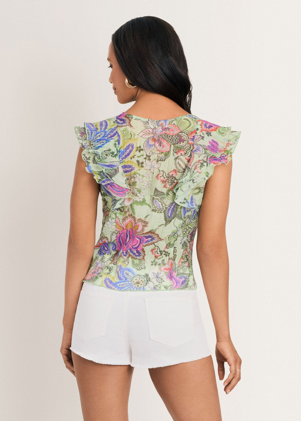 Ruffle Front Top - Jacobian Floral