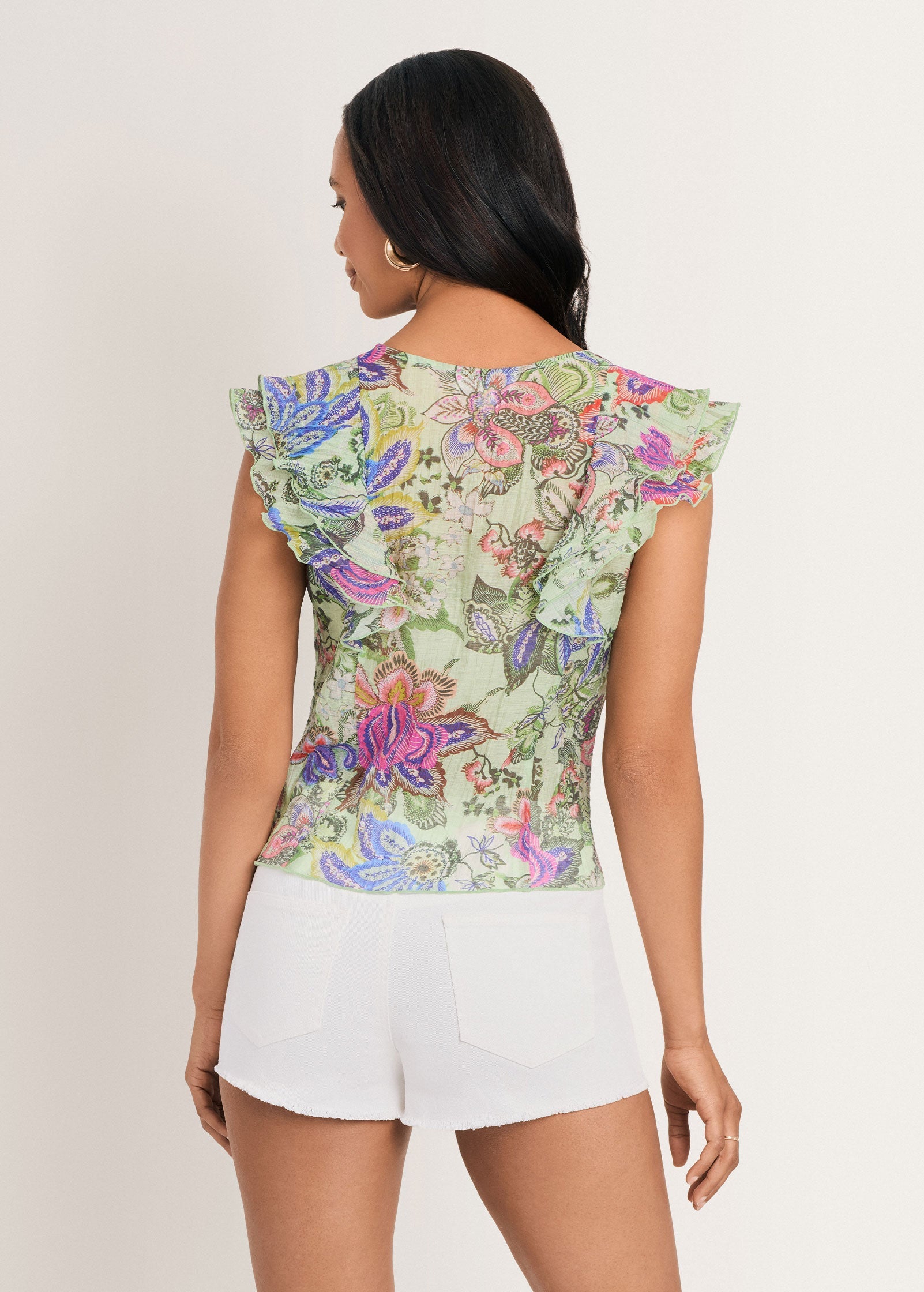 Ruffle Front Top - Jacobian Floral