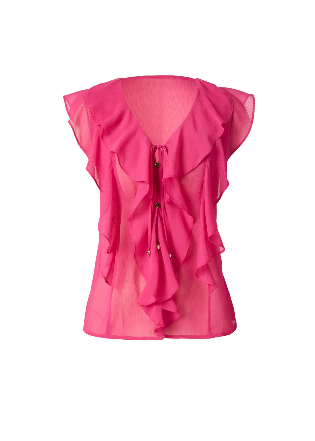 Tie-Front Ruffle Top - Fuchsia
