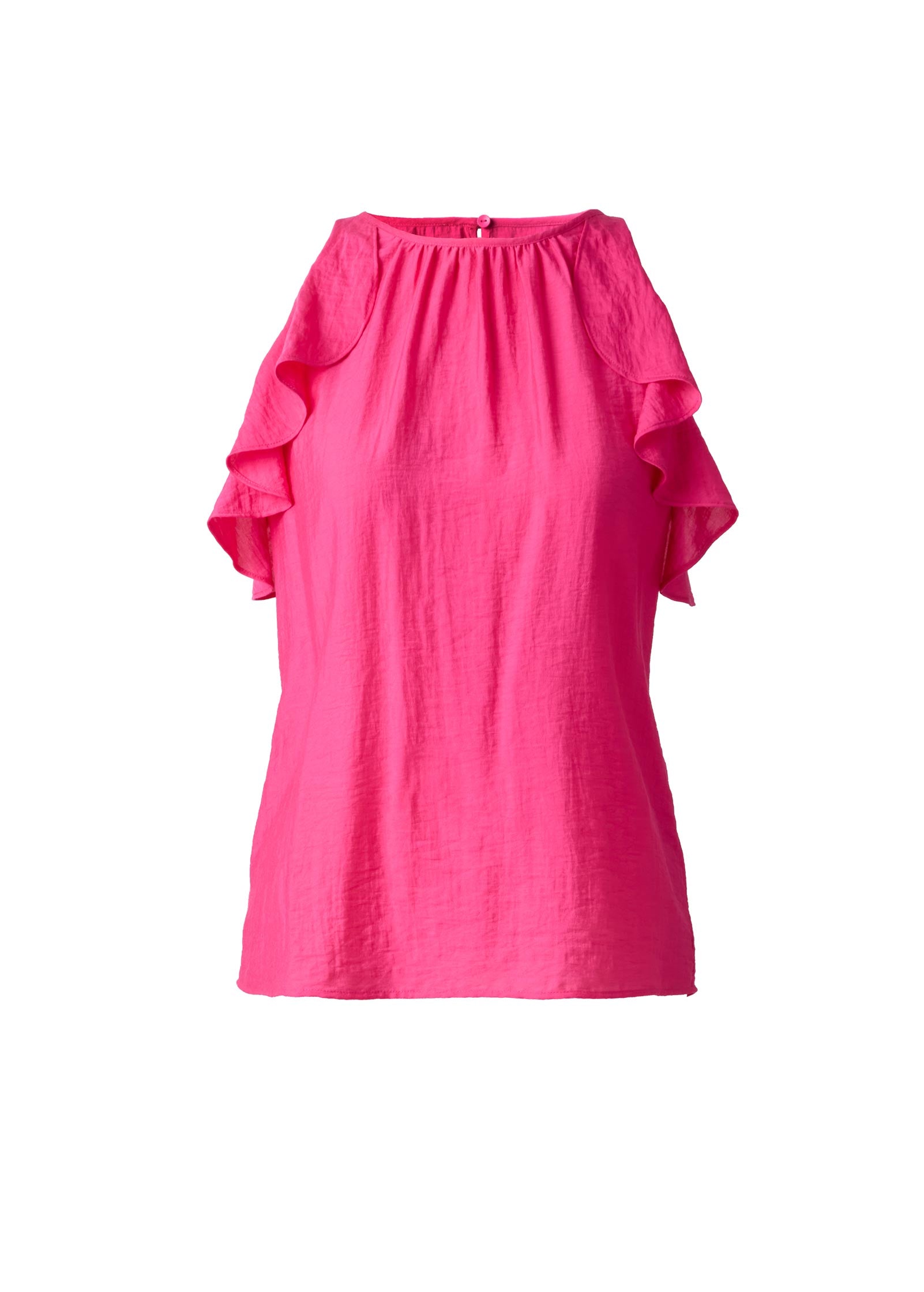 Textured Ruffle Halter Top - Fuchsia