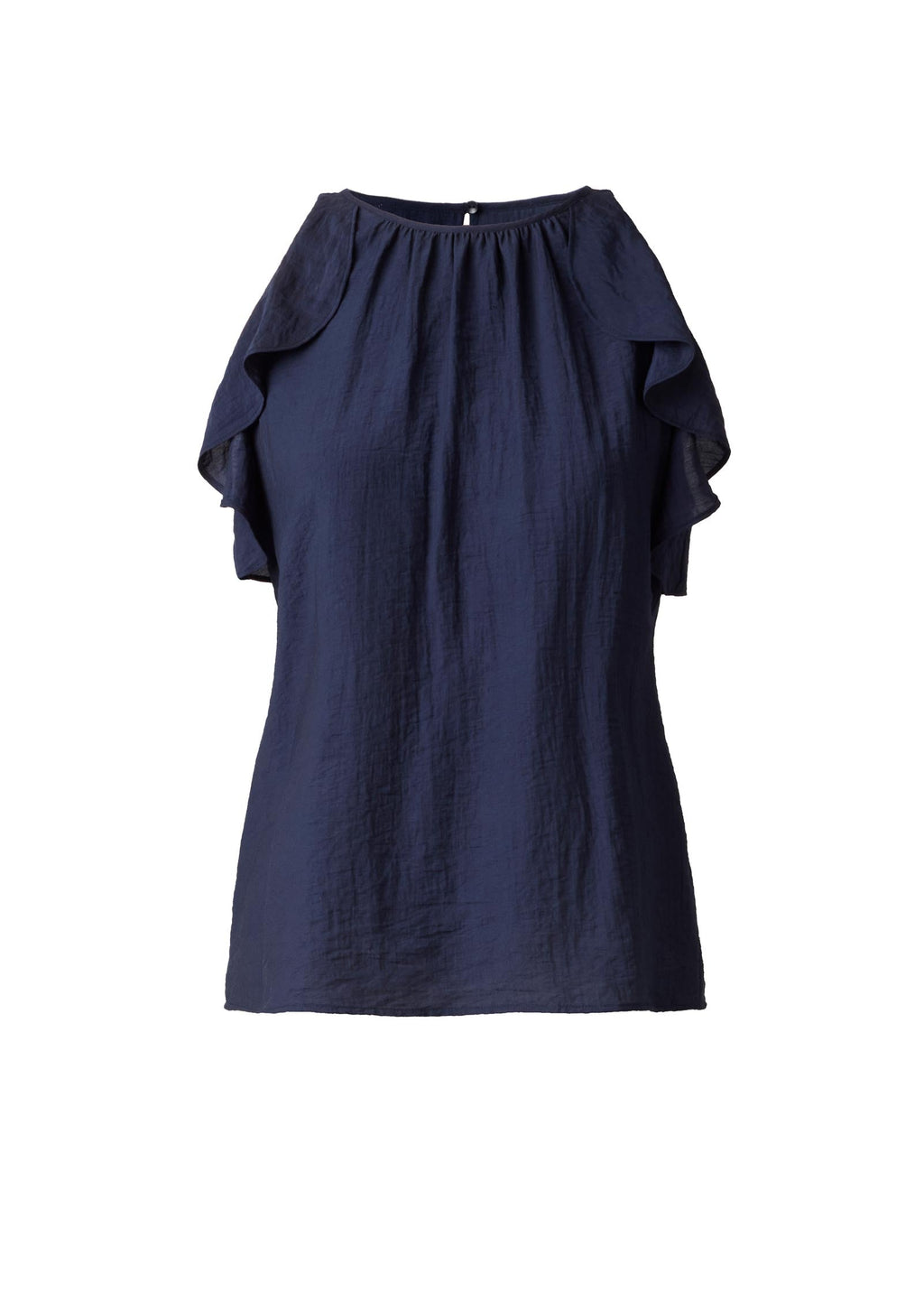 Textured Ruffle Halter Top - Navy