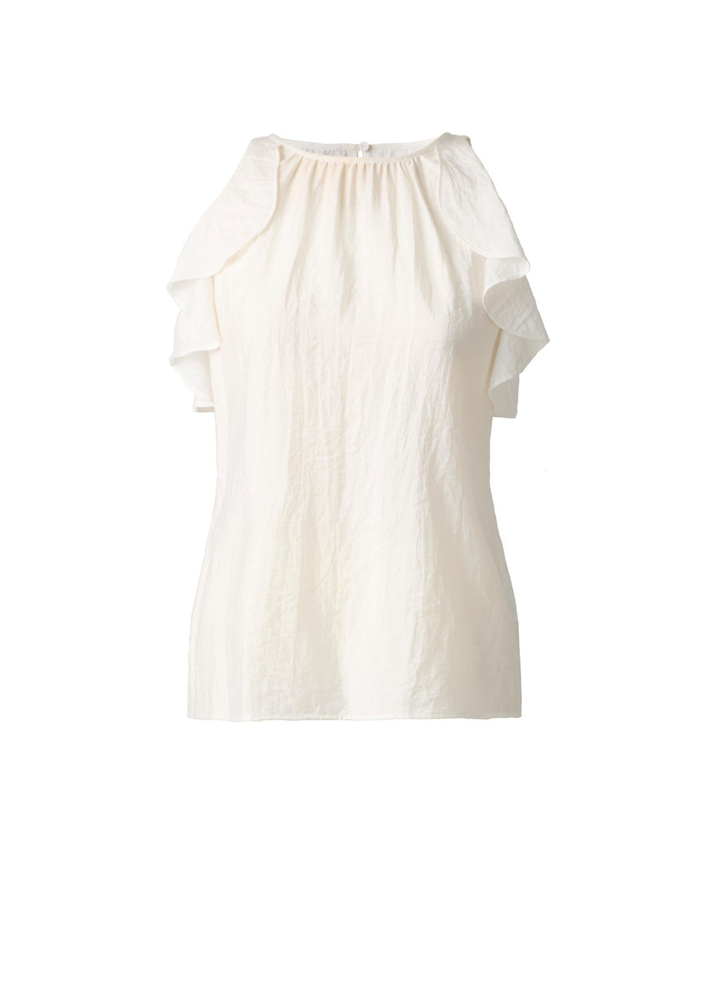 Textured Ruffle Halter Top - White
