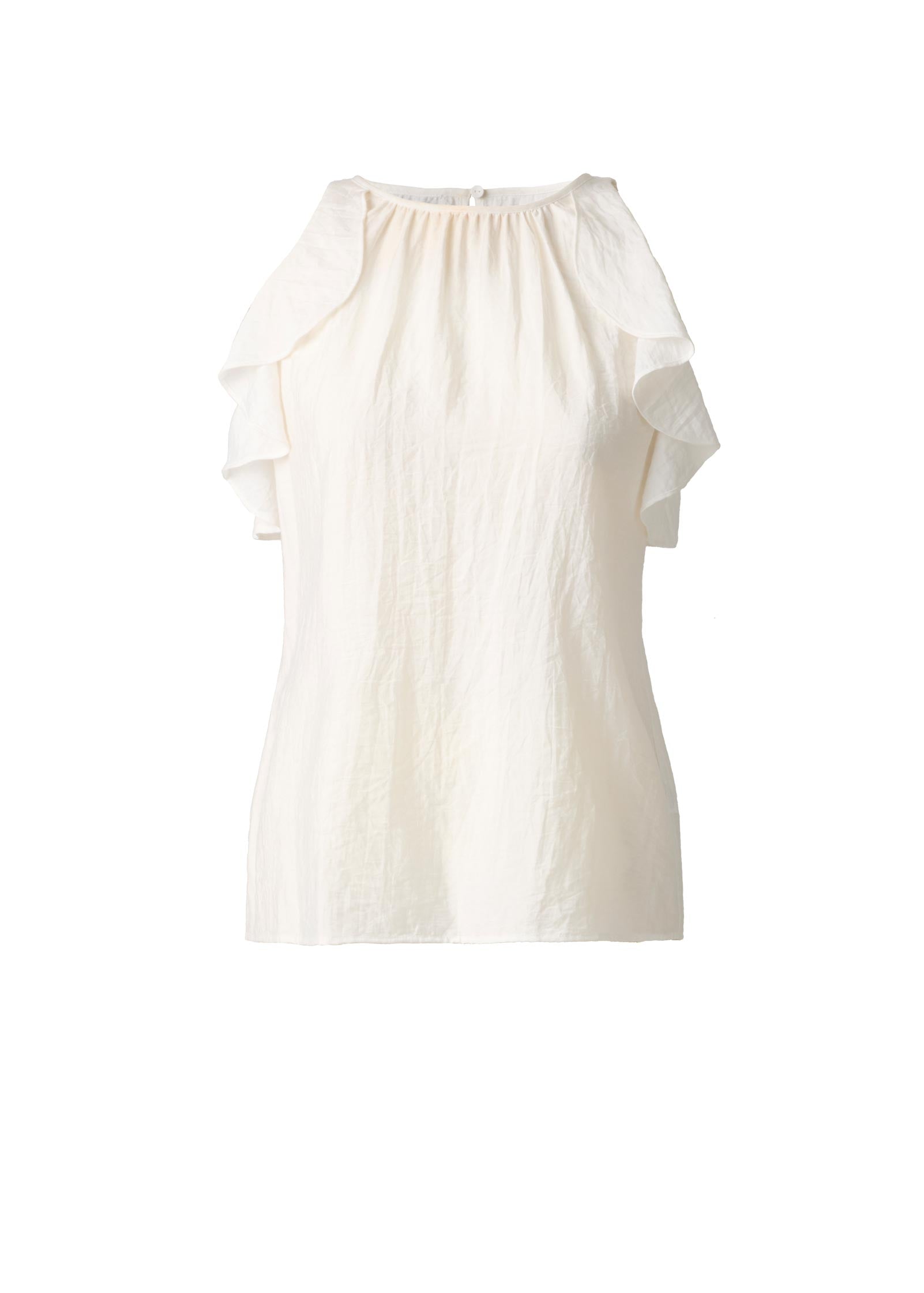 Textured Ruffle Halter Top - White