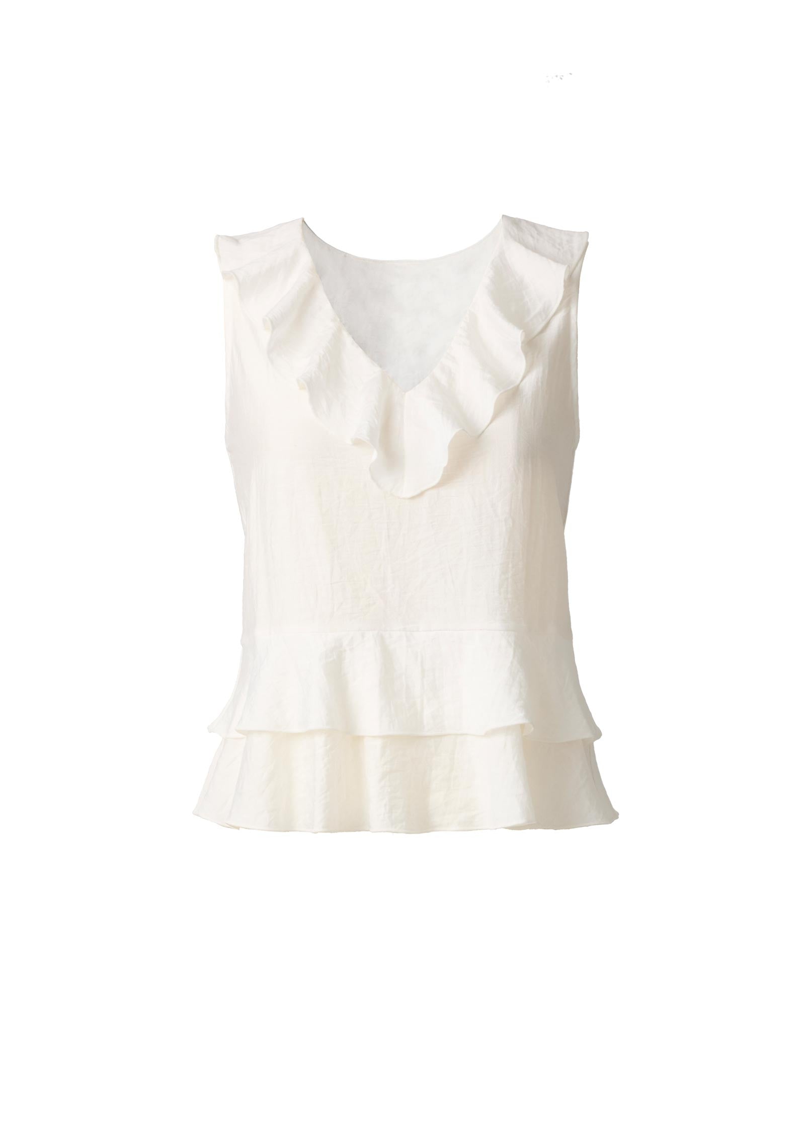 Textured Tiered Ruffle Top - White