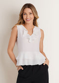 Textured Tiered Ruffle Top - White