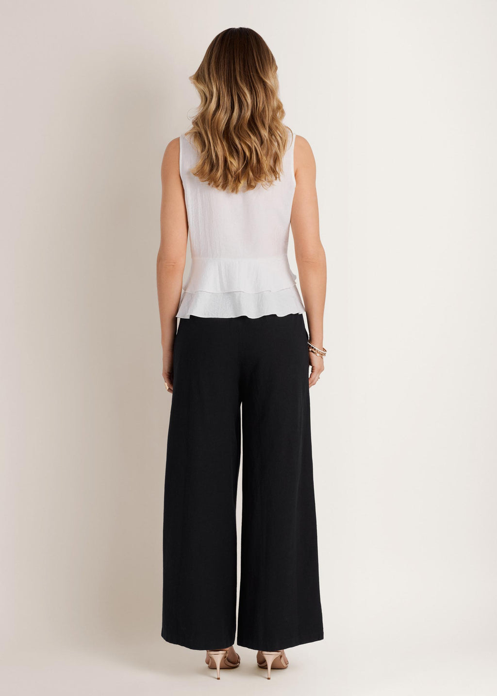 Textured Tiered Ruffle Top - White