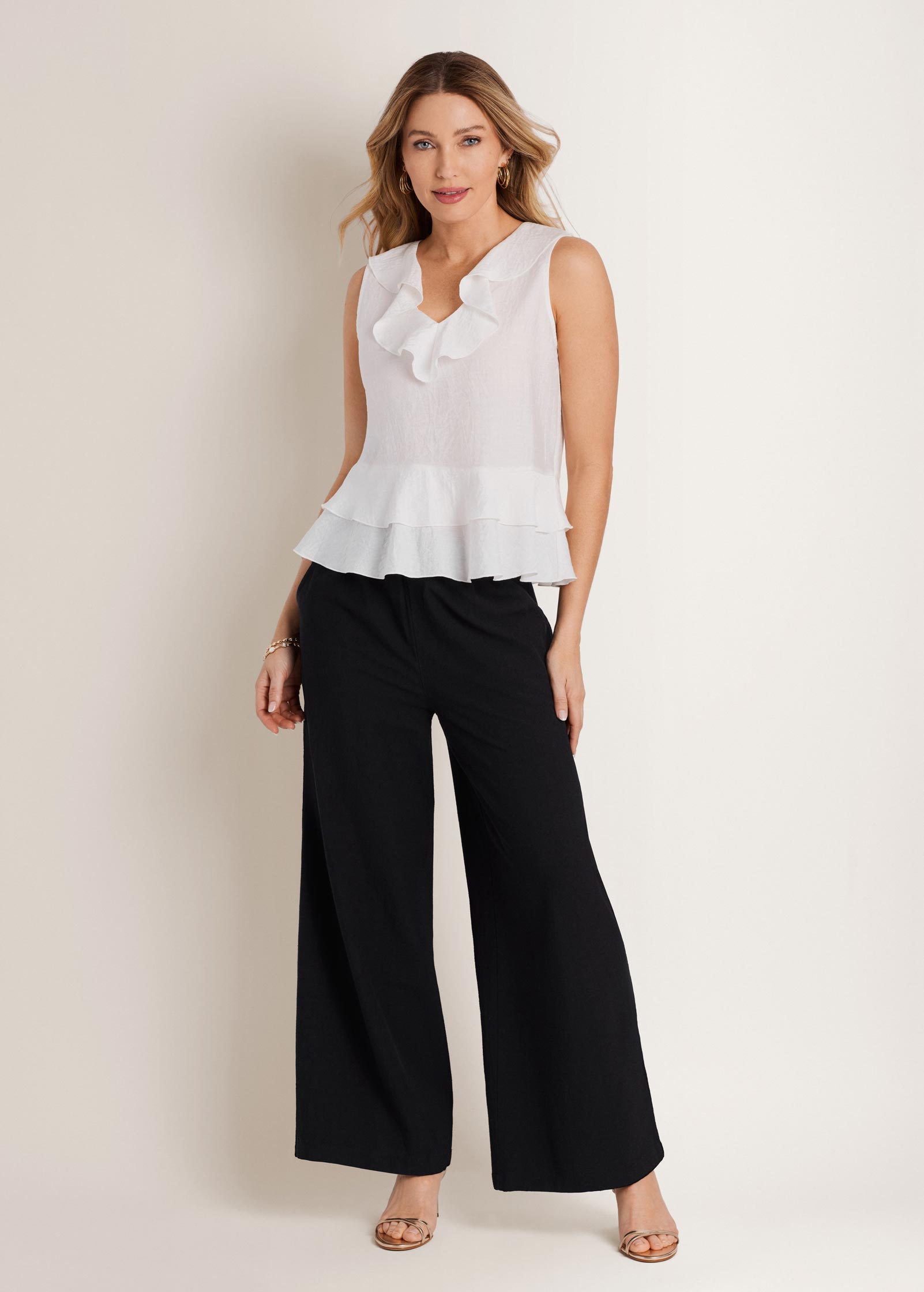 Wide Leg Linen Pant - Jet Black
