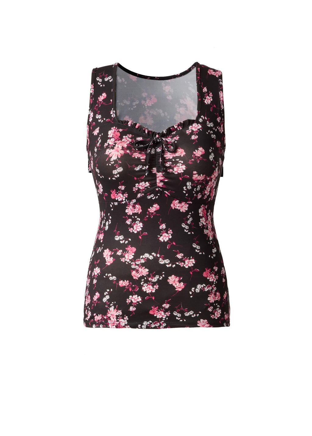 Tie-Front Floral Top - Black Multi