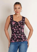 Tie-Front Floral Top - Black Multi