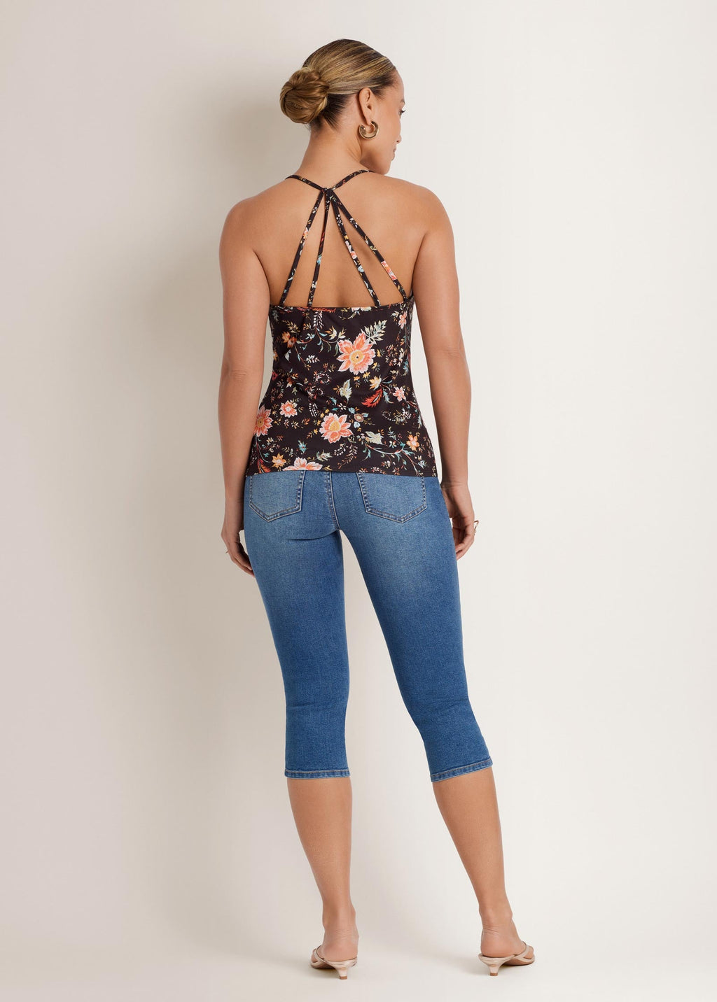 Back Detail Printed Tank - Black Multi