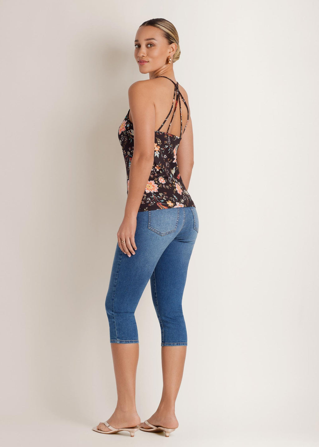 Back Detail Printed Tank - Black Multi