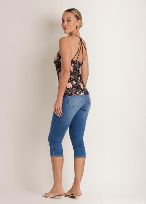 Back Detail Printed Tank - Black Multi