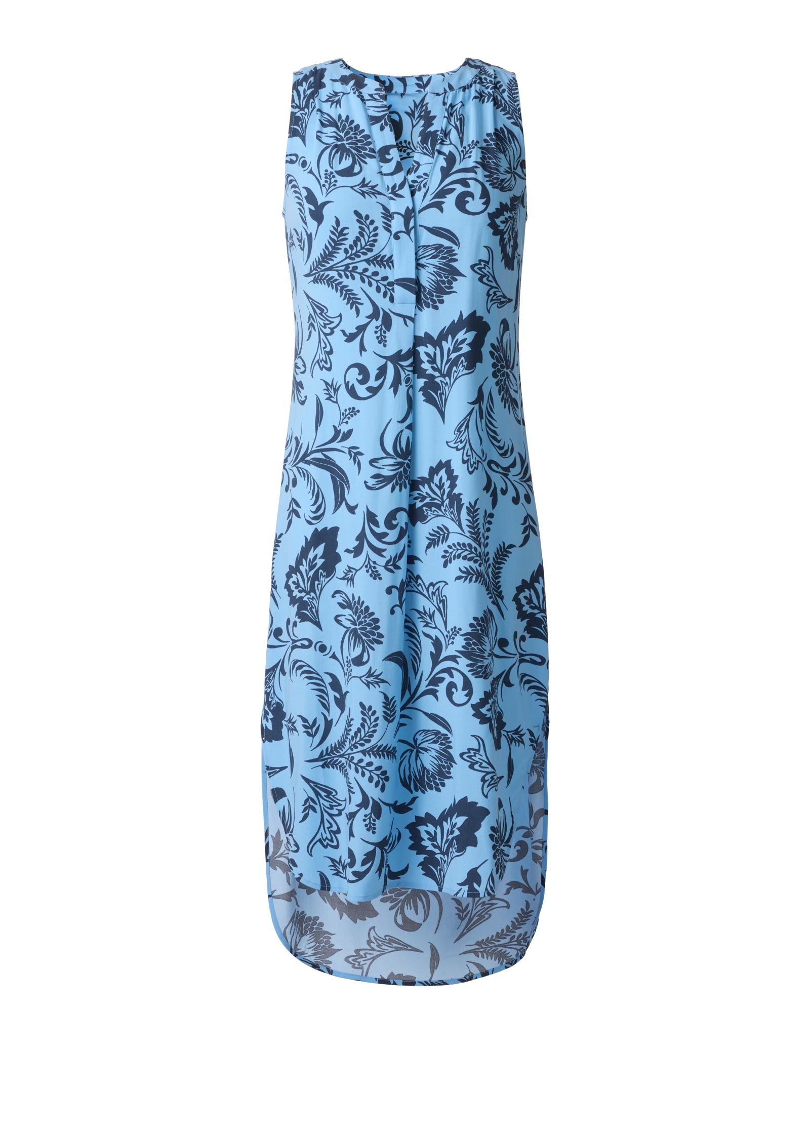 Midi Sleeveless V-Neck Dress - Blue Botanical