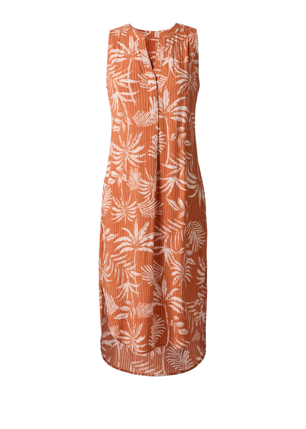 Midi Sleeveless V-Neck Dress - Pinstripe Palm