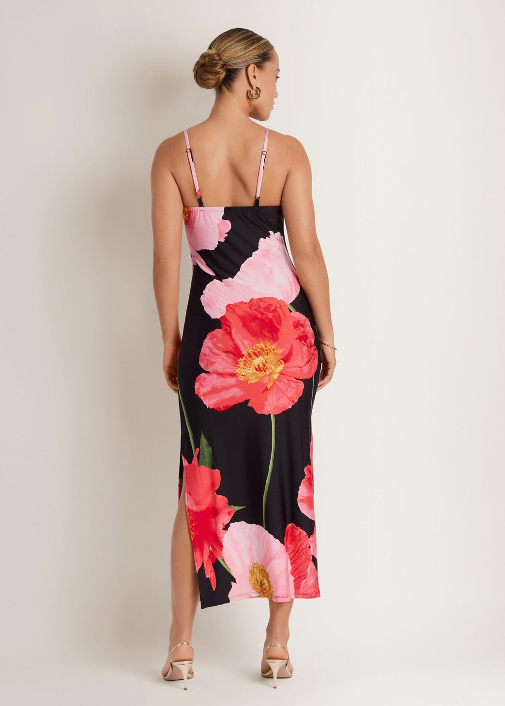 Large Poppies Maxi Dress - Black Floral