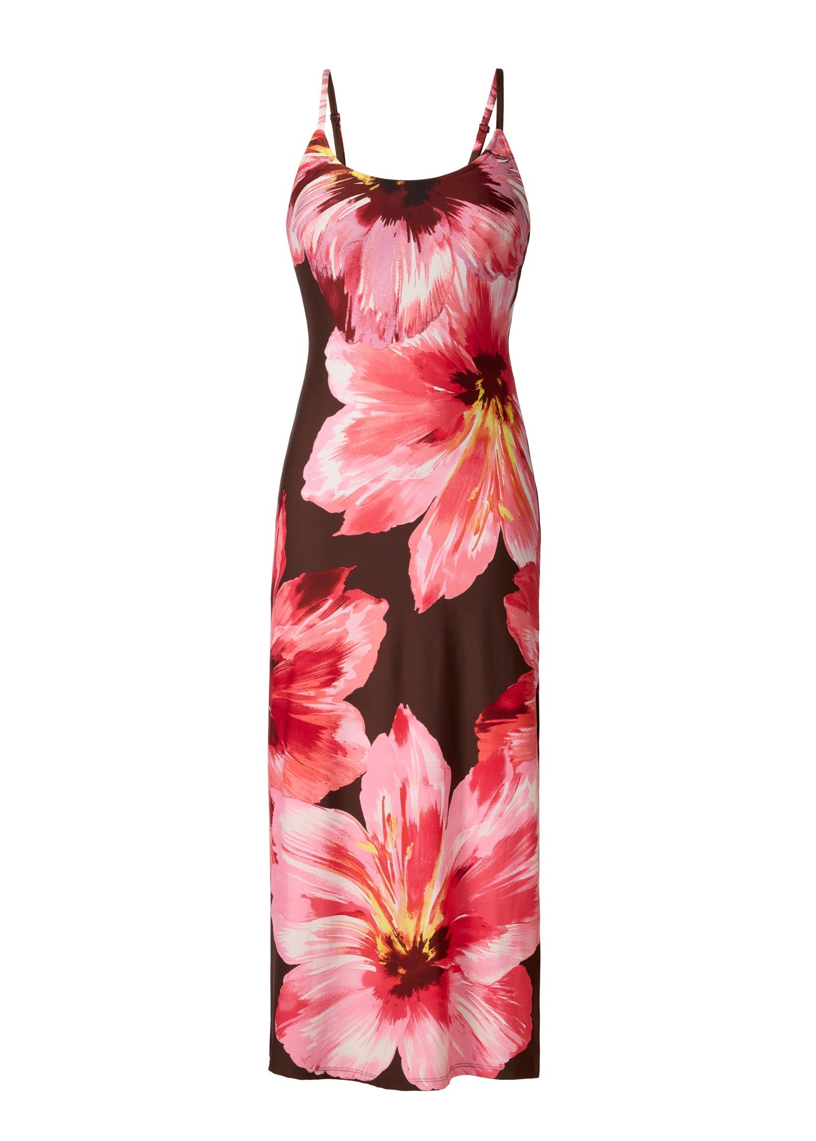 Hibiscus Floral Maxi Dress - Brown Floral