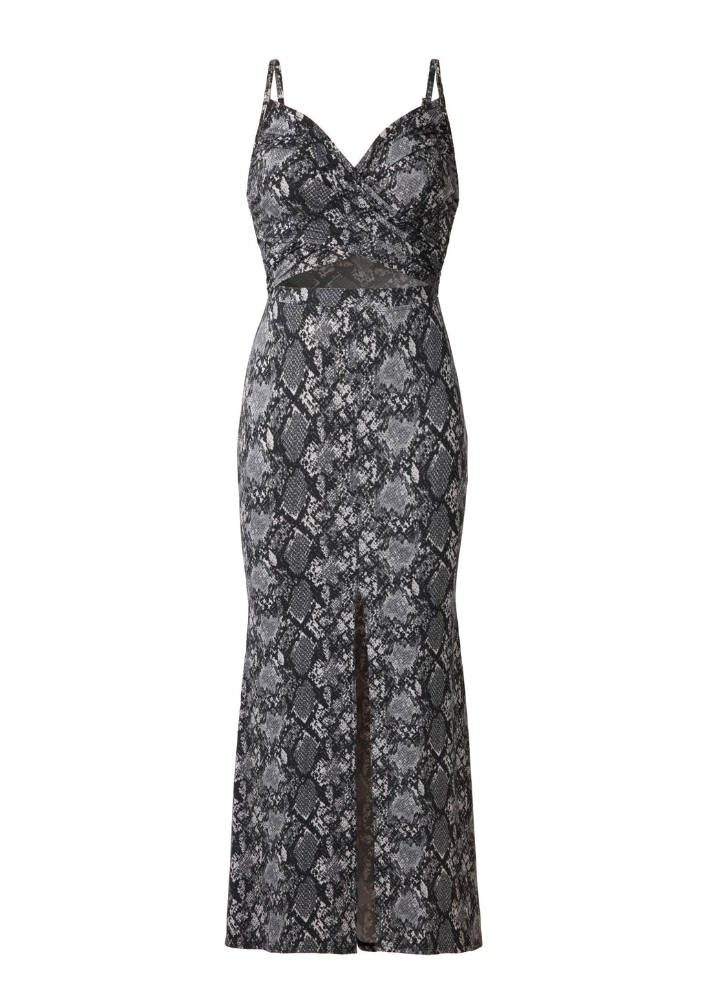 Snake Print Maxi Dress - Grey Snake