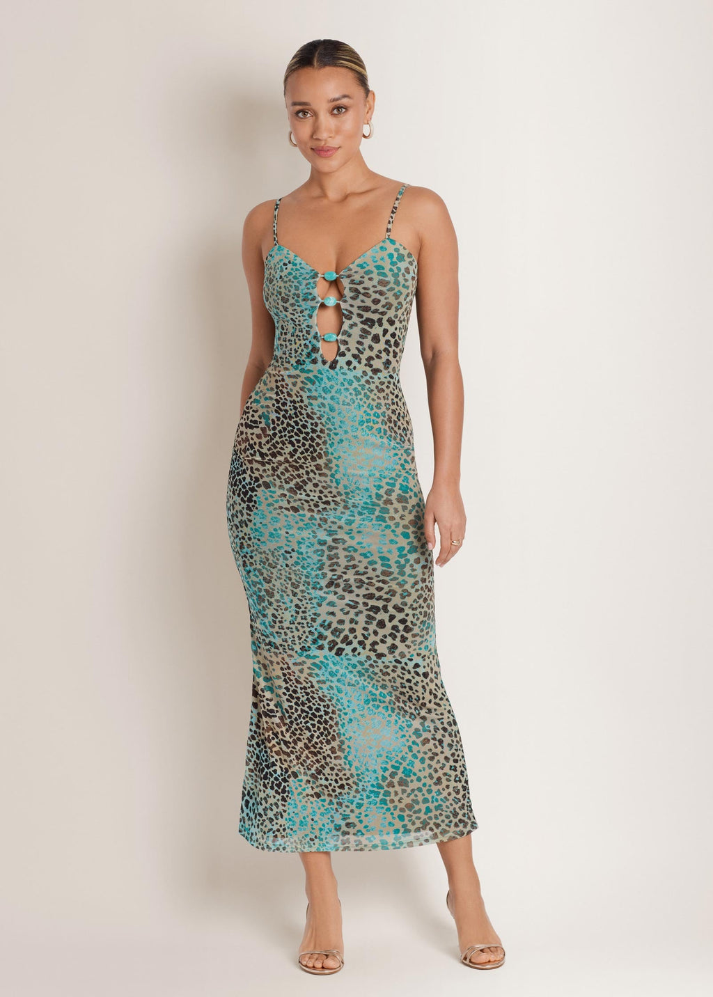 Abstract Leopard Maxi Dress - Brown Sage Animal