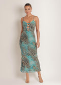Abstract Leopard Maxi Dress - Brown Sage Animal