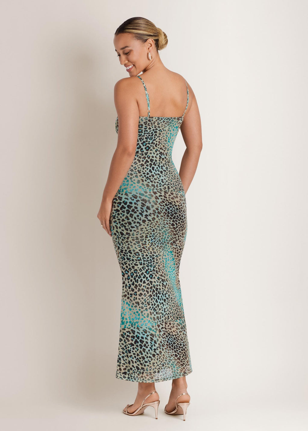 Abstract Leopard Maxi Dress - Brown Sage Animal